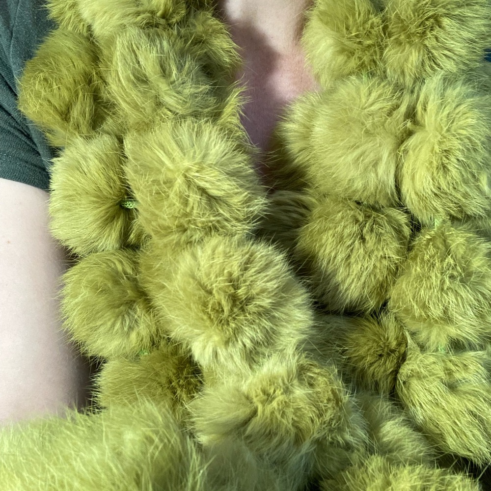 Real Rabbit Fur Brilliant Green Scarf